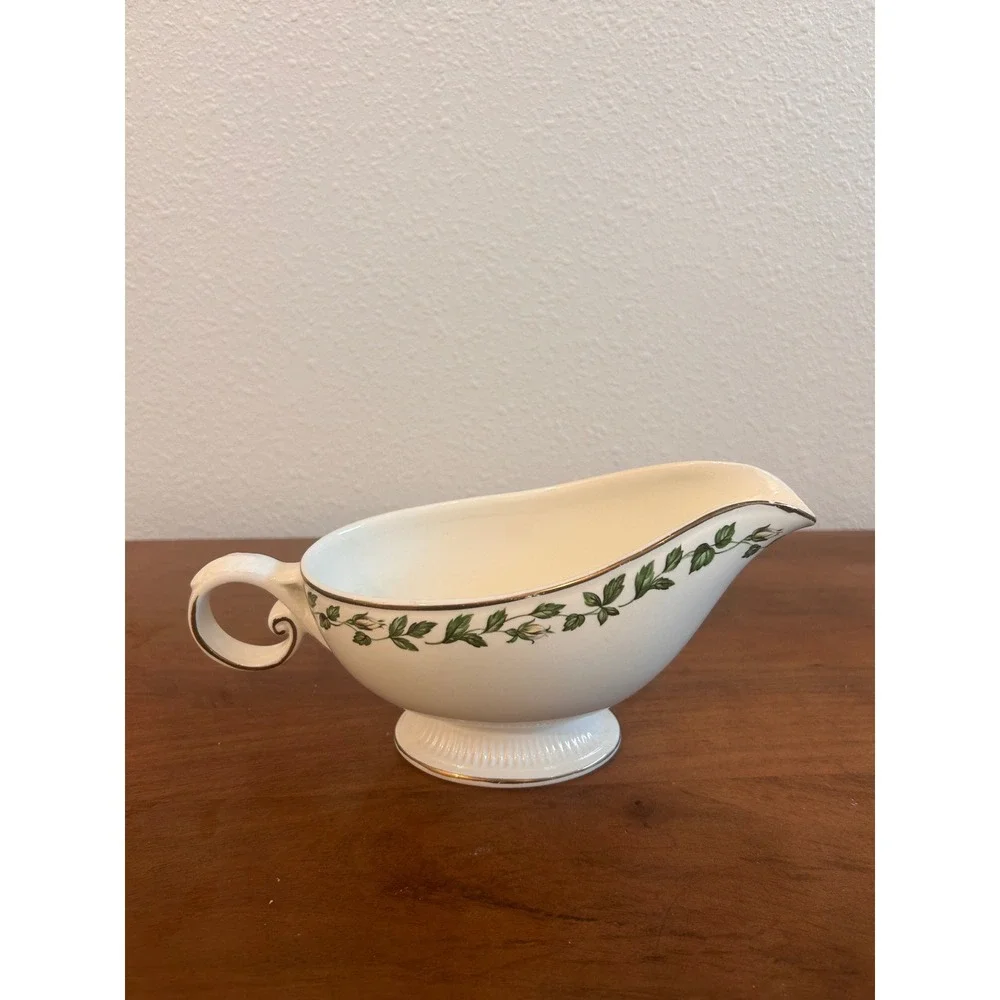 Royal Doulton Carlyle Gravy Boat Bone China Teal Gold Floral H5018 England